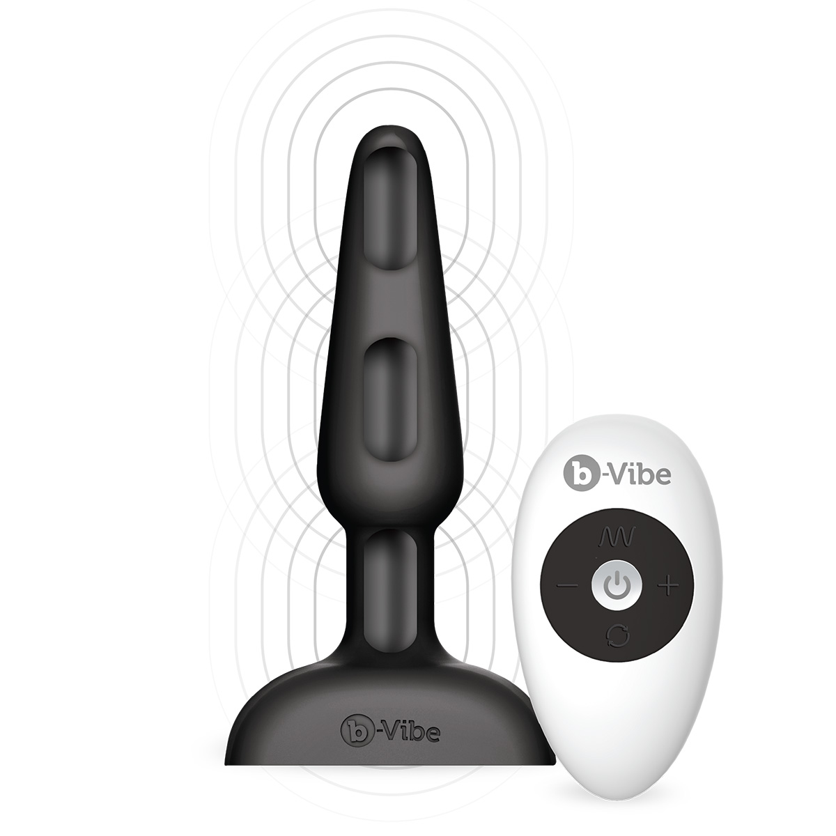b-Vibe Анальная черная премиум-пробка с 3 моторами b-Vibe Trio Plug
