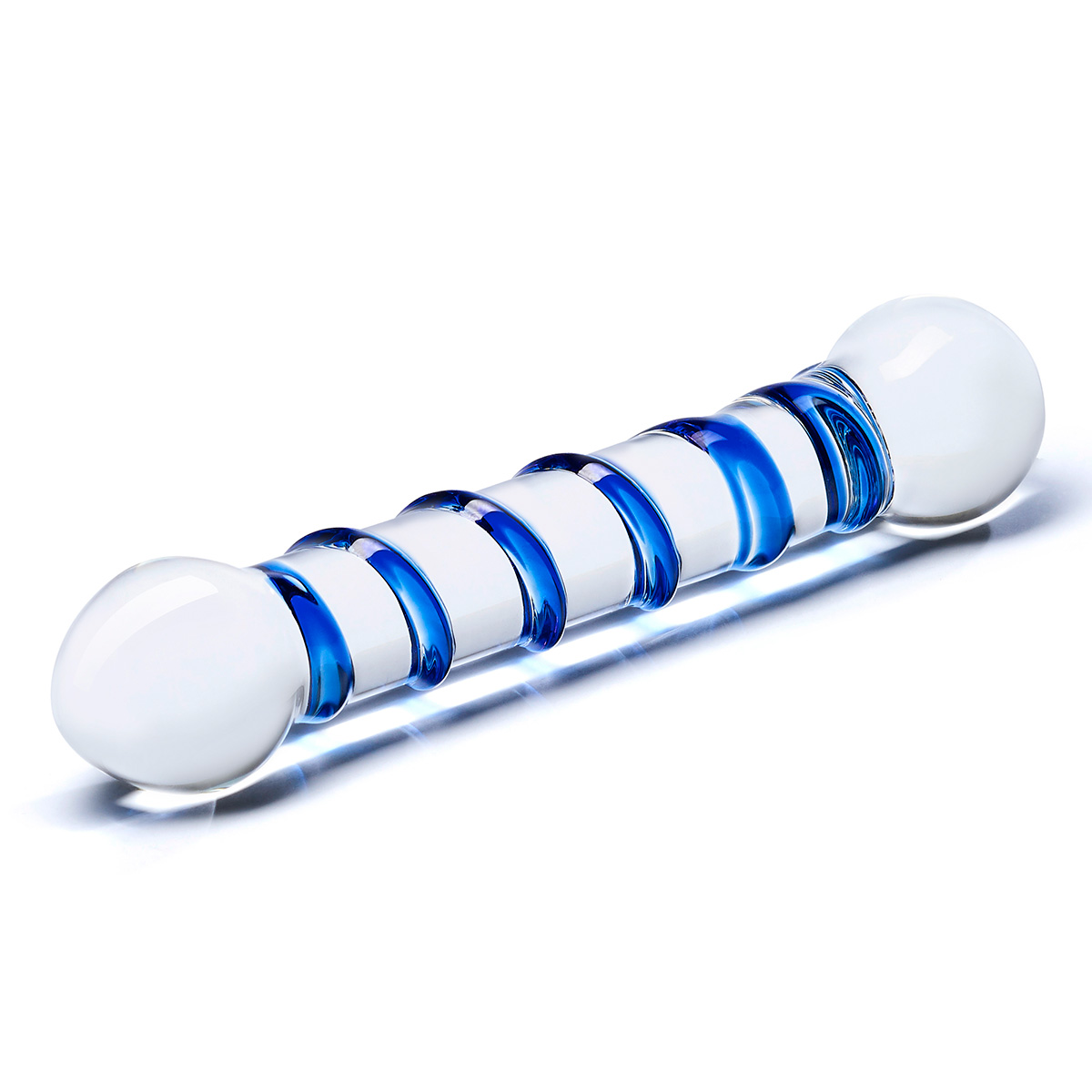 Glas Прозрачный фаллос с голубой спиралью Spiral Dildo