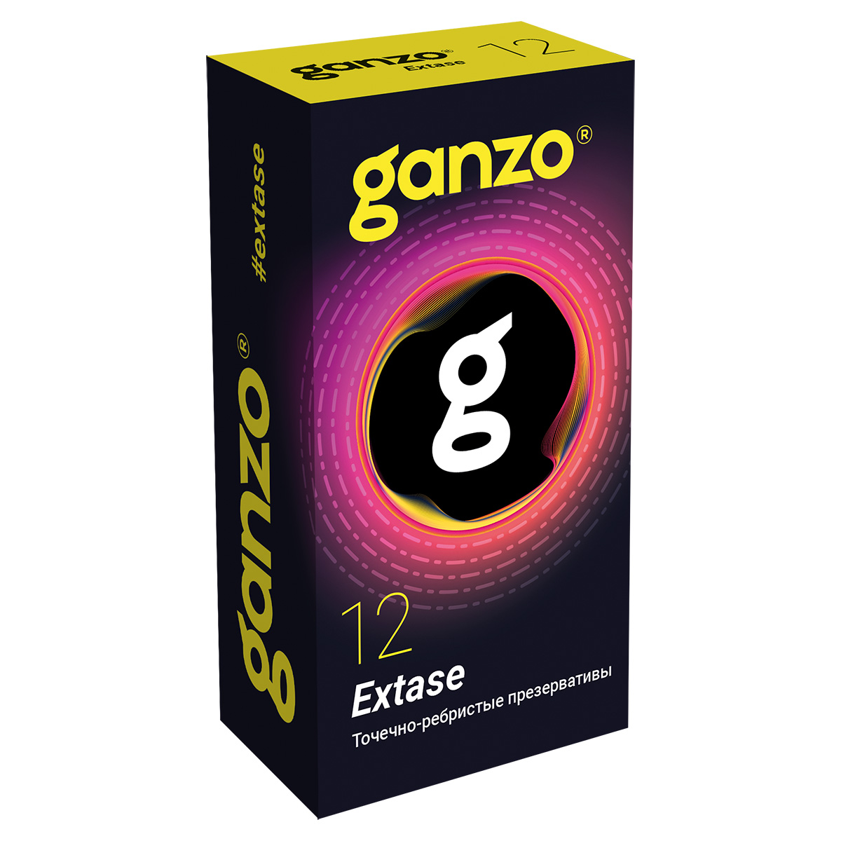 Ganzo Презервативы GANZO Extase №12 точечные, ребристые, анатомической формы - 1 уп (12 шт)