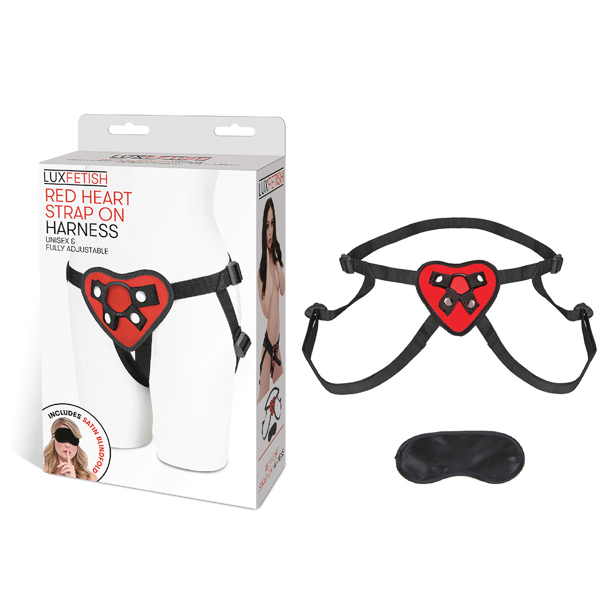 Lux Fetish Красные трусы-джоки для страпона Red Heart Strap-on Harness