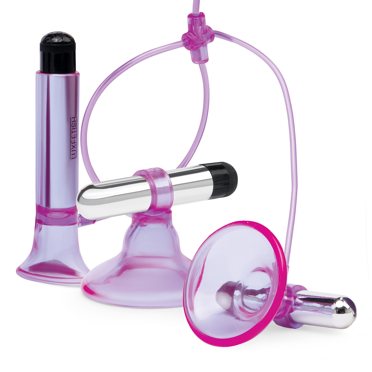 Lux Fetish Вибропомпа для клитора и сосков Vibrating Nipple Suckers with Clitoral Pump and Quick Release