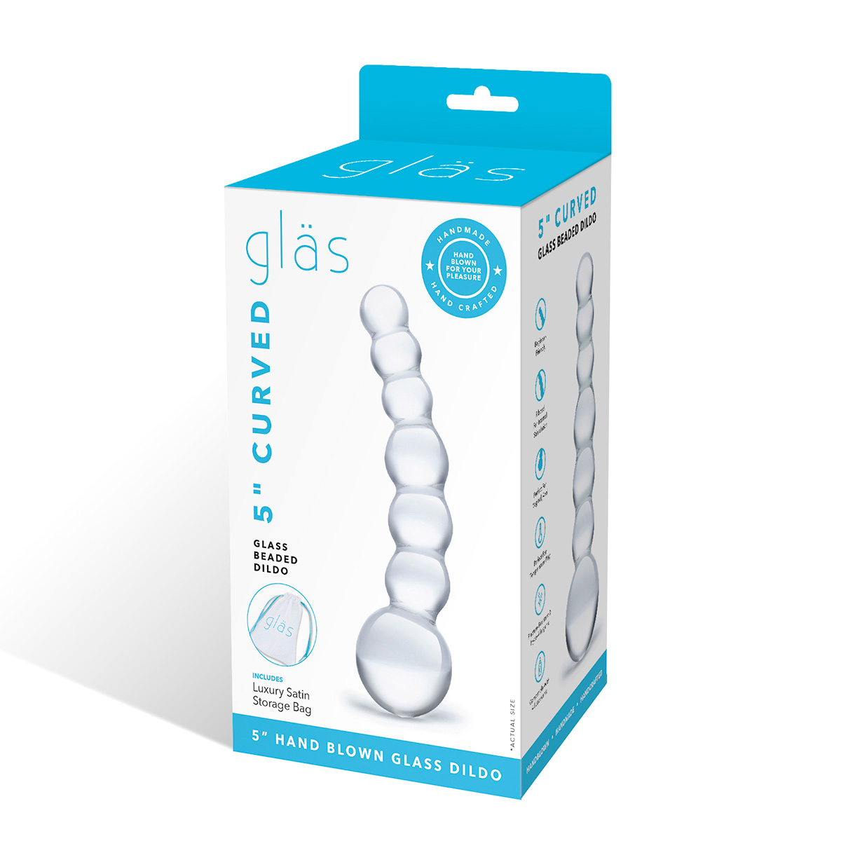 Glas Изогнутный прозрачный фаллос Beaded Dildo