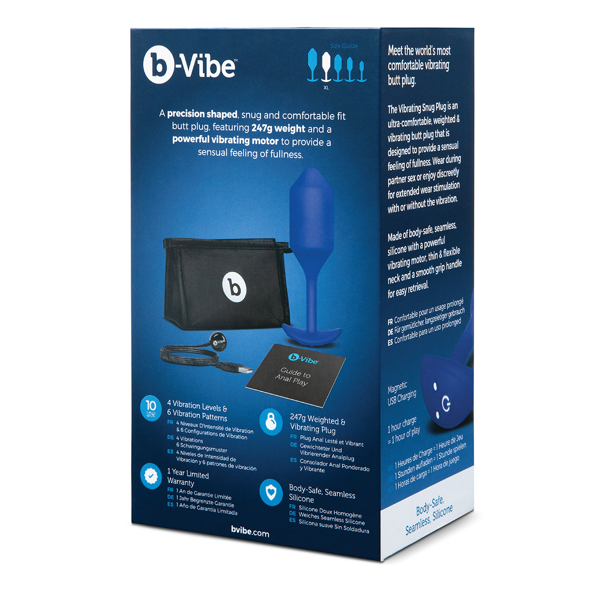 b-Vibe Профессиональная пробка для ношения с вибрацией синяя B-Vibe Vibrating Snug Plug 4