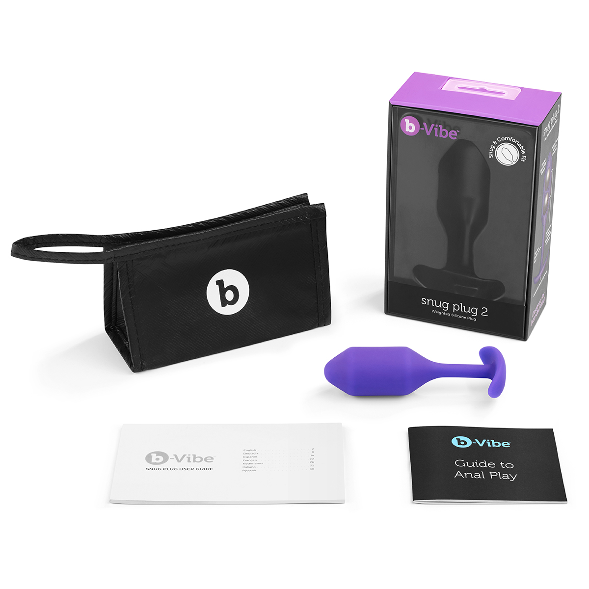 b-Vibe Профессиональная пробка для ношения B-vibe Snug Plug 2 фиолетовая