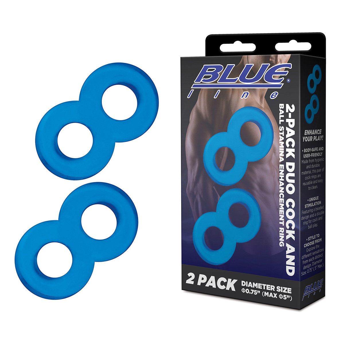 BlueLine Пара колец 8-образной формы Duo Cock And Ball Stamina Enhancement Ring