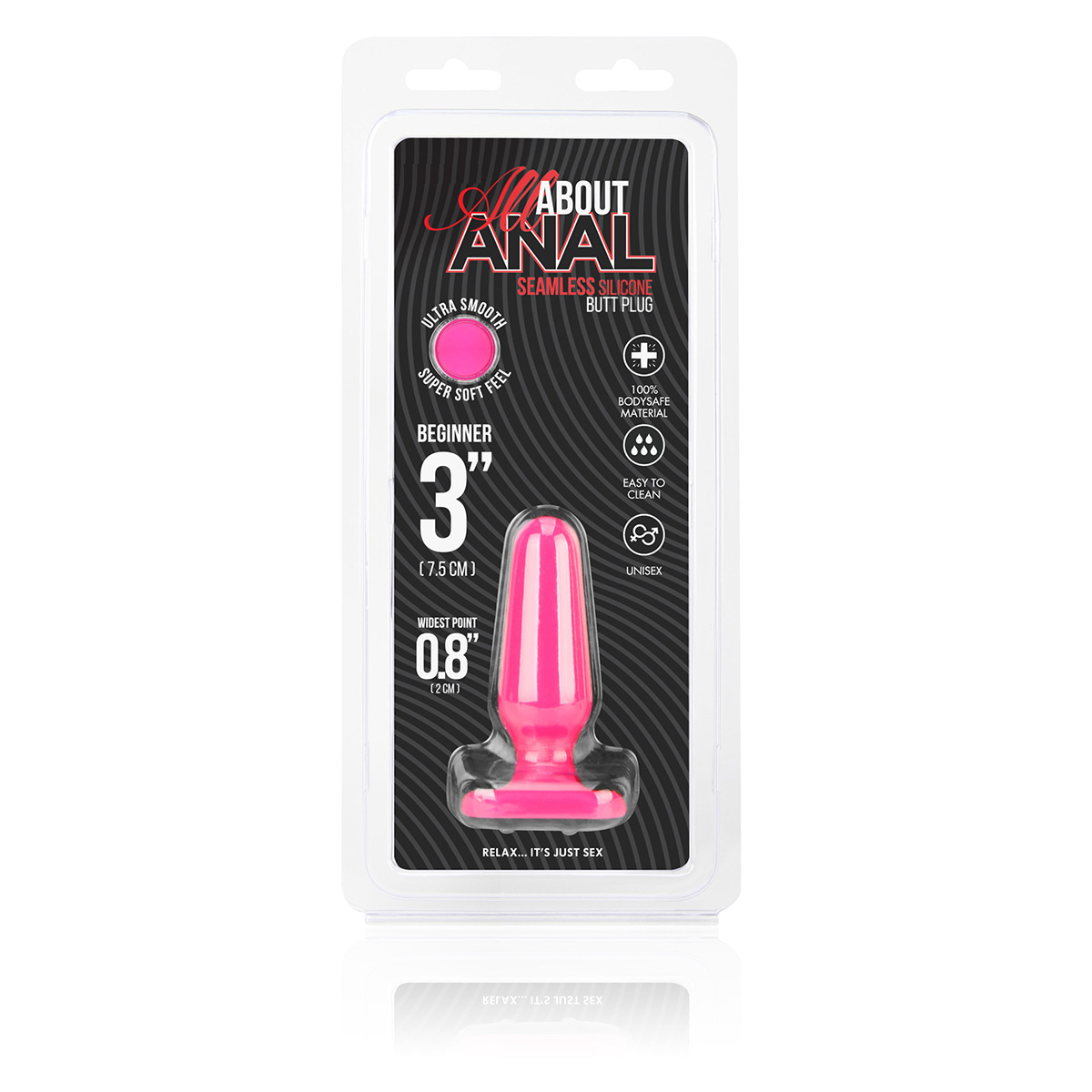 All about anal Миниатюрный розовый плаг из силикона Seamless Silicone Butt Plug 3in