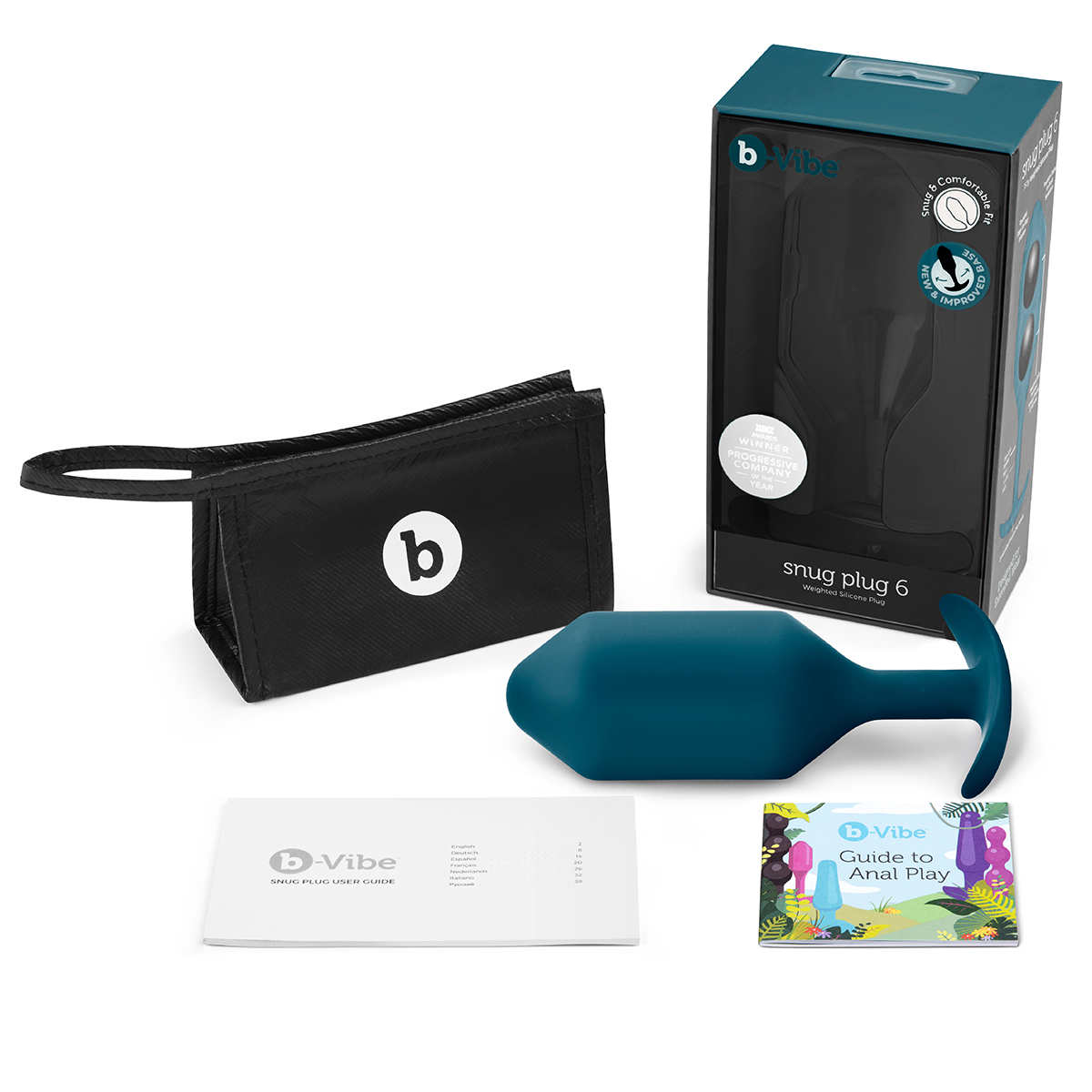 b-Vibe Профессиональная пробка для ношения B-vibe Snug Plug 6 морская волна