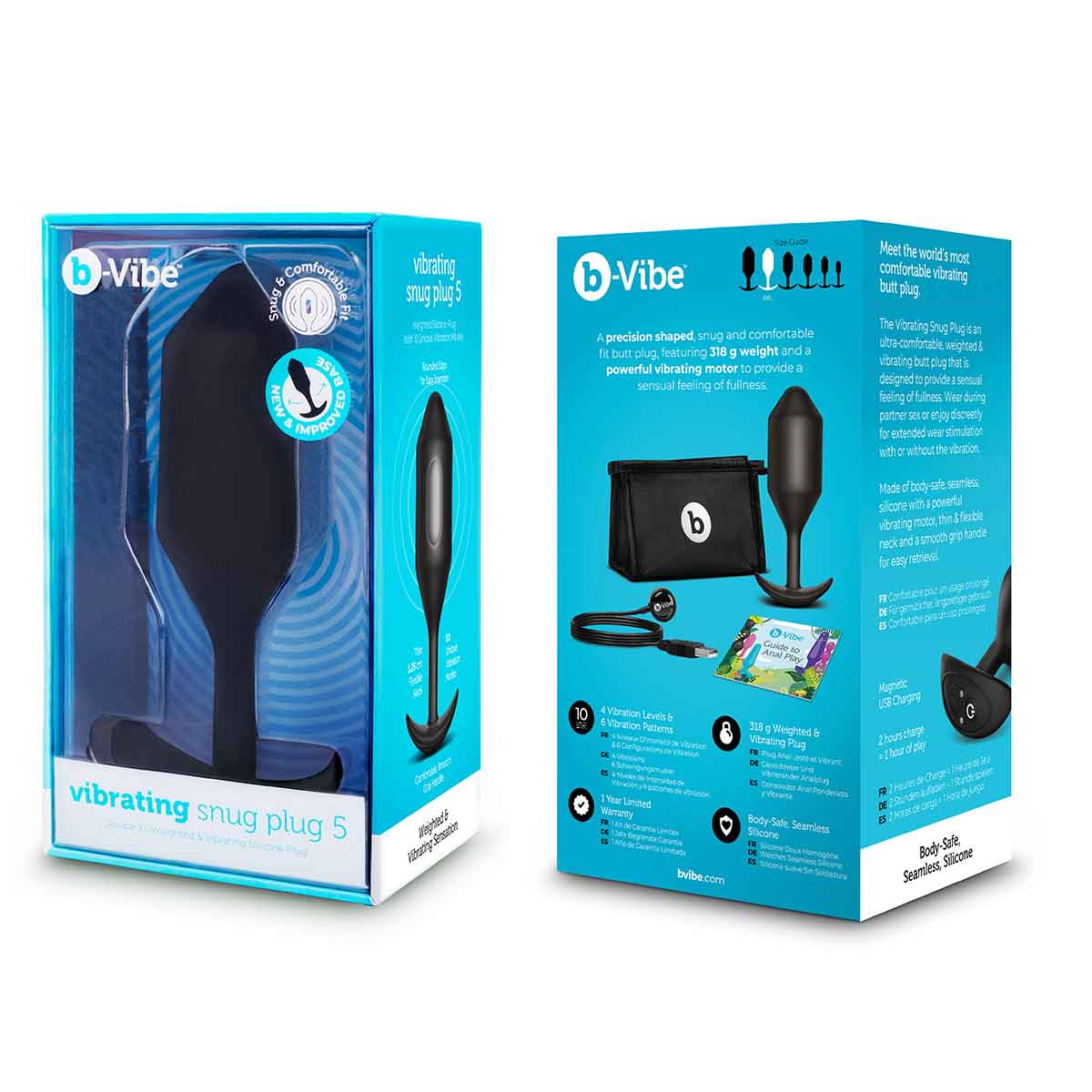 b-Vibe Профессиональная пробка для ношения с вибрацией черная B-Vibe Vibrating Snug Plug 5