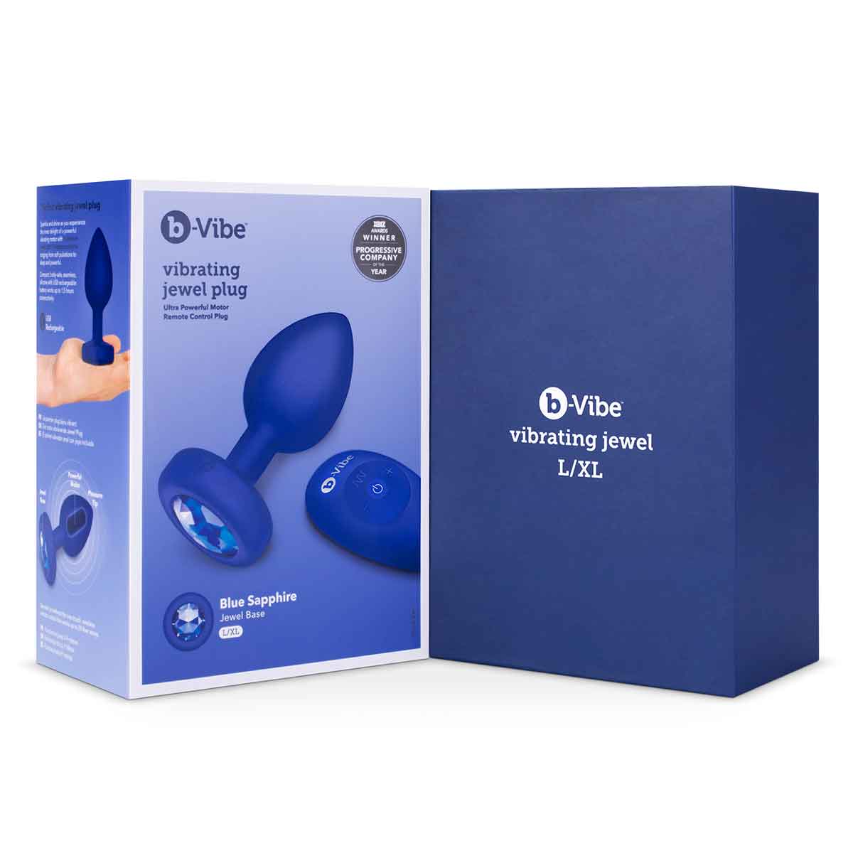 b-Vibe Вибрирующая втулка Vibrating Jewel Plug L/XL цвета синий сапфир