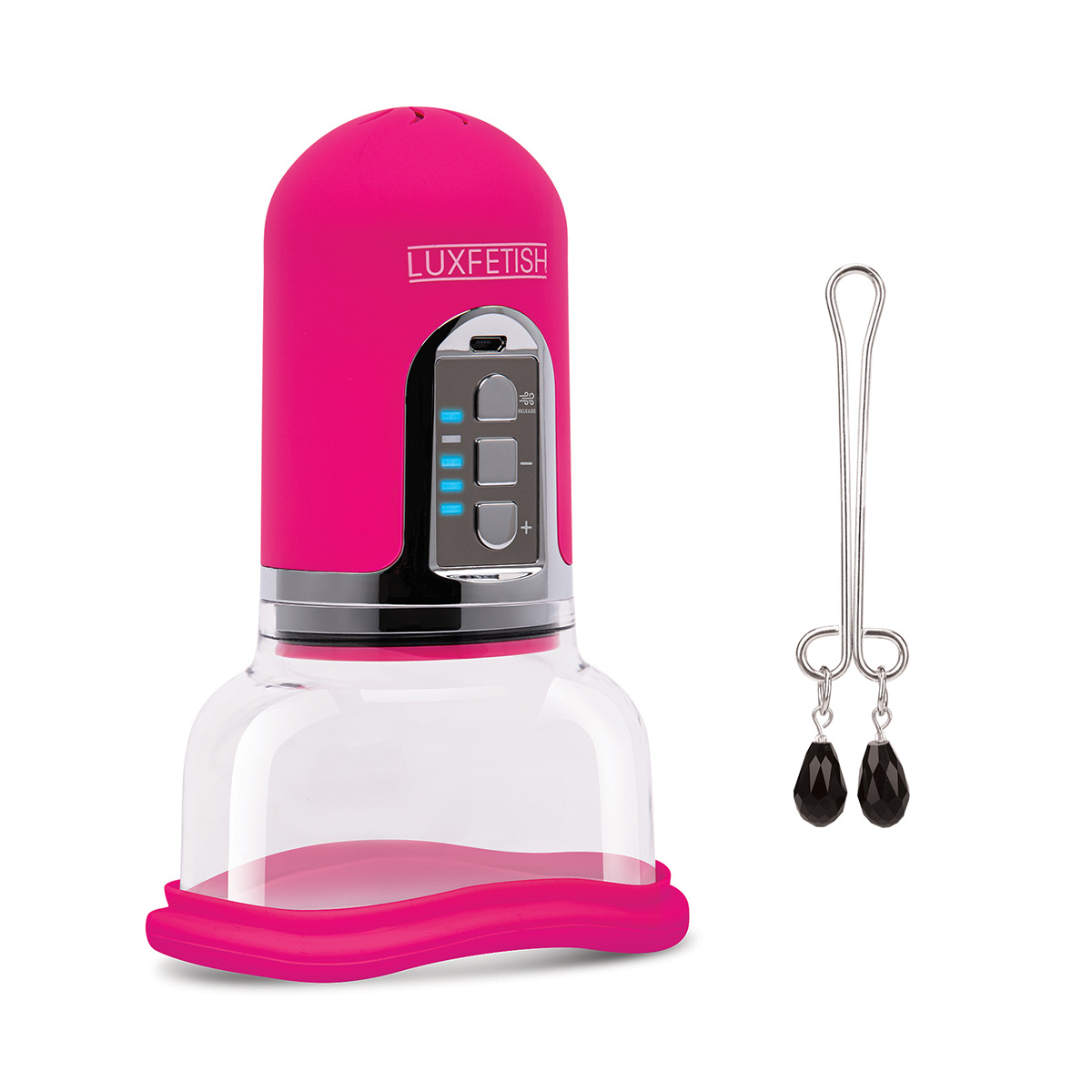 Lux Fetish Вакуумный насос-помпа для клитора Rechargeable 4-Function Auto Pussy Pump With Clit 20 Clamp