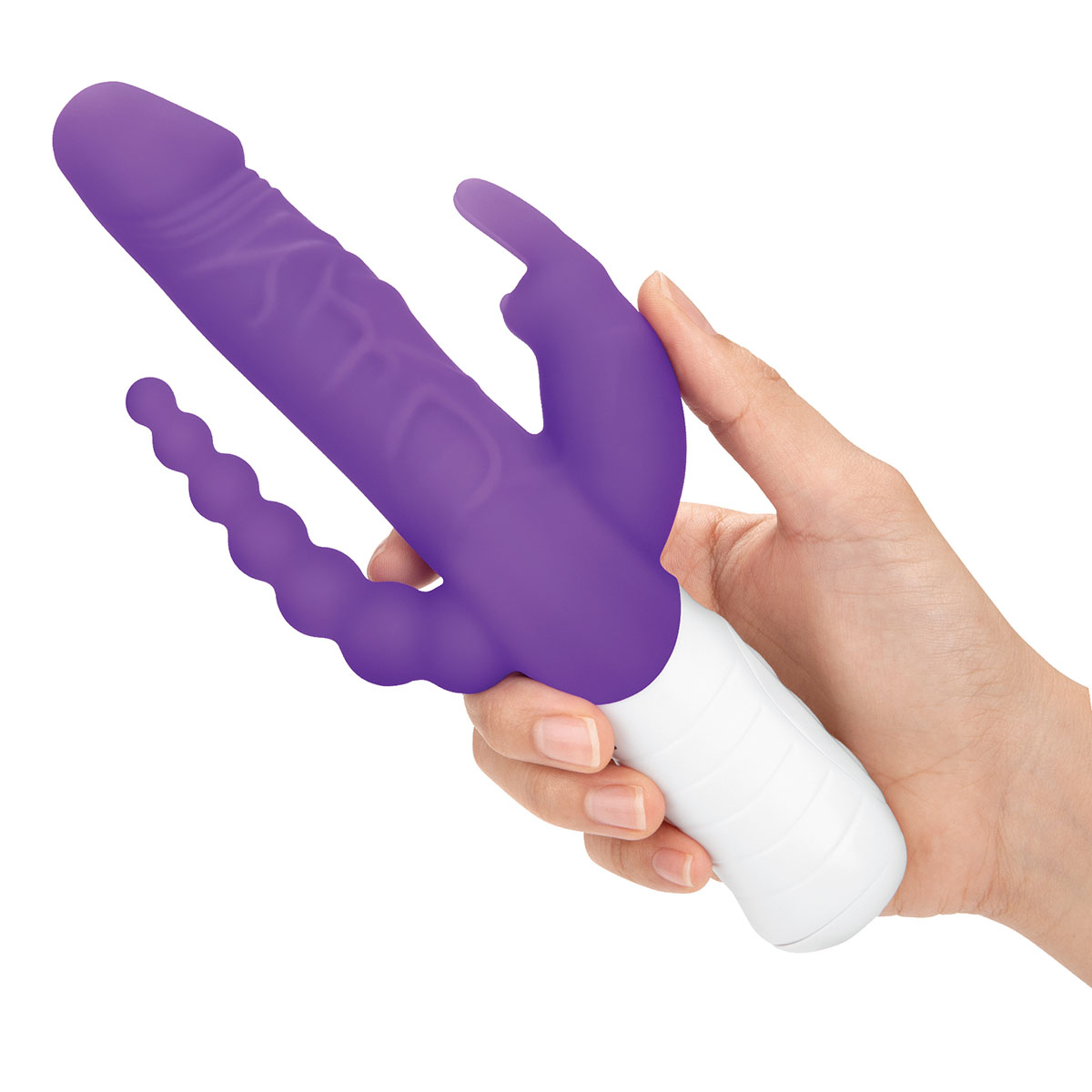 Rabbit Essentials Тонкий кролик-реалистик с двойным проникновением SLIM DOUBLE PENETRATION фиолетовый