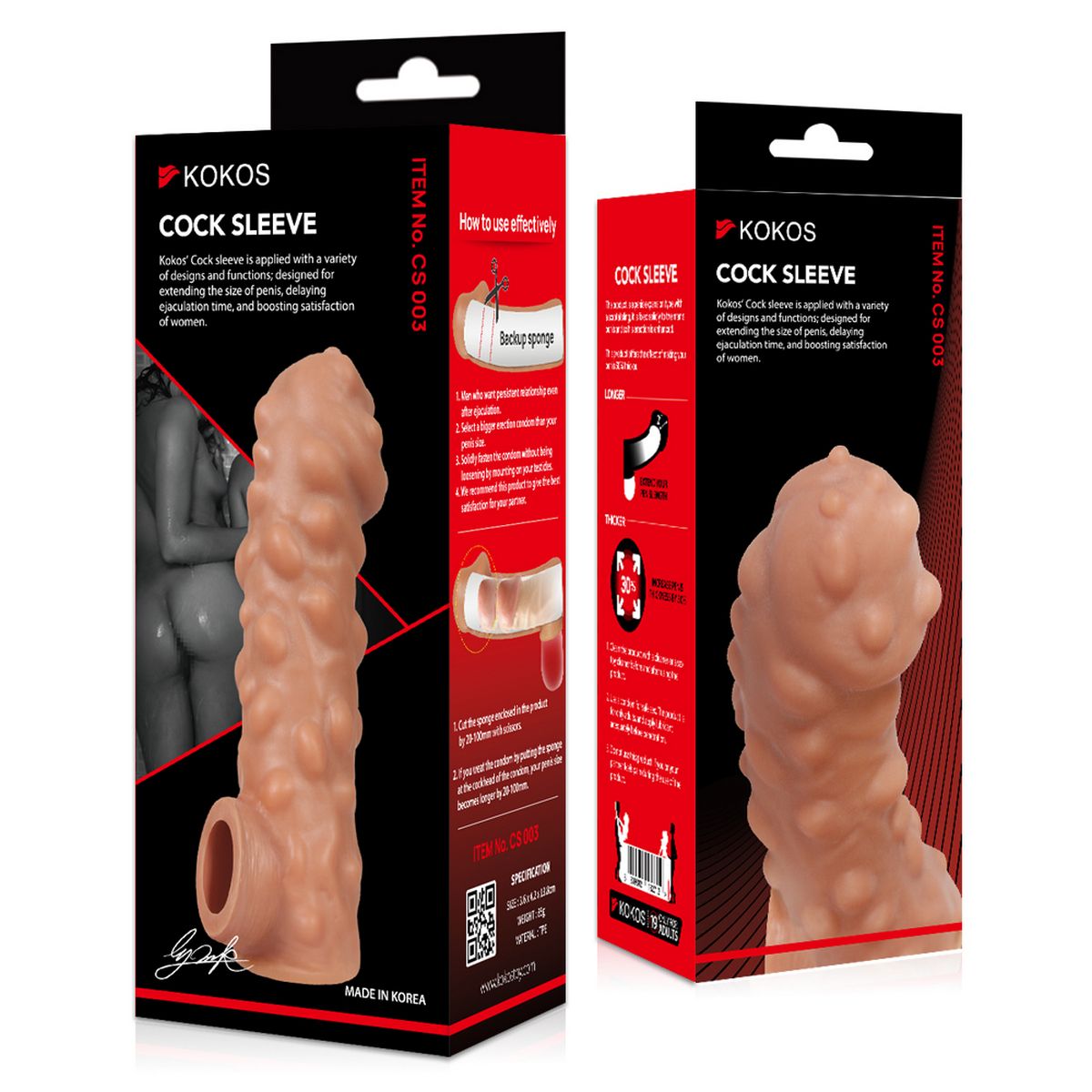 Насадка на фаллос с крупными бугорками и отверстием для мошонки COCK SLEEVE RES.003