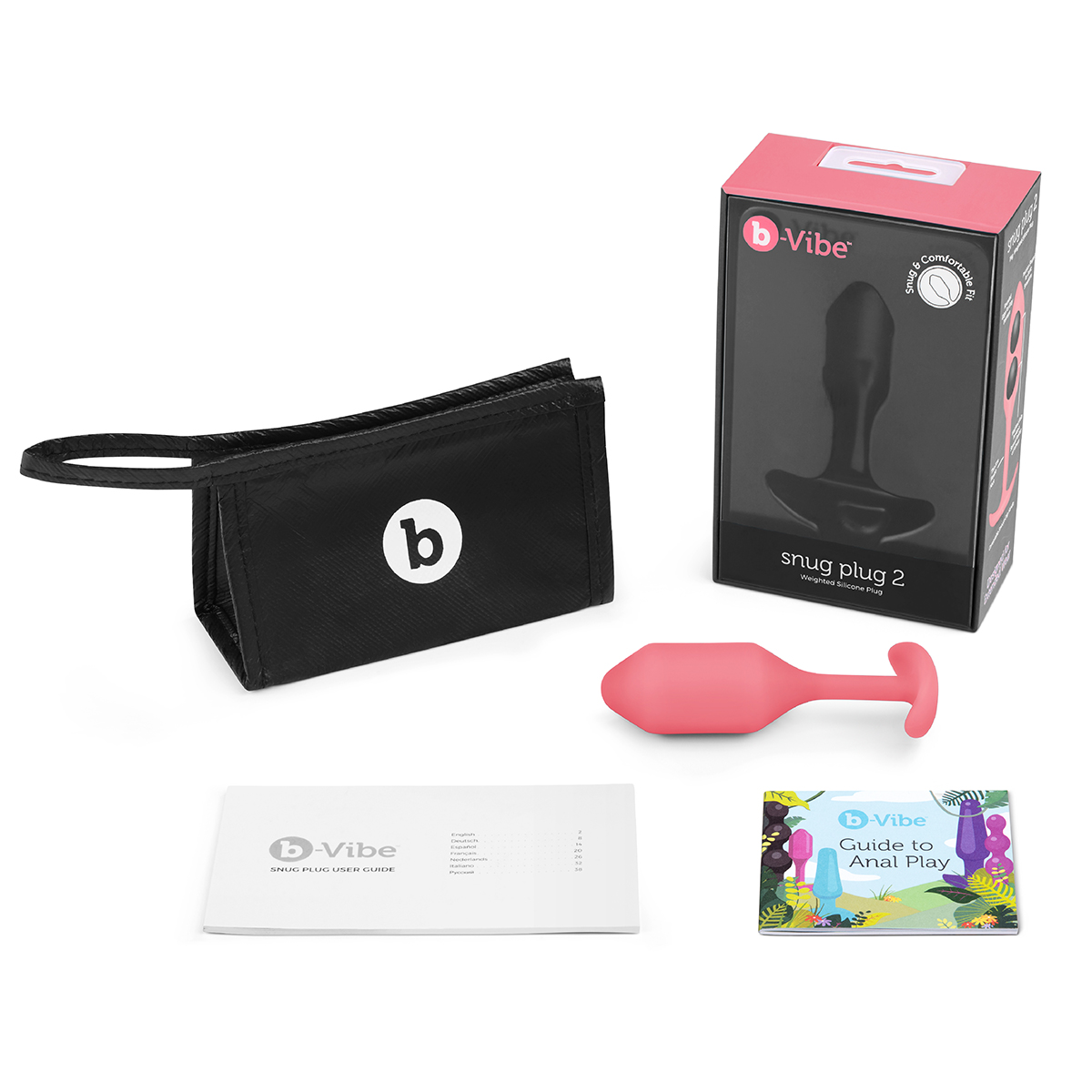 b-Vibe Профессиональная пробка для ношения B-vibe Snug Plug 2 коралловая