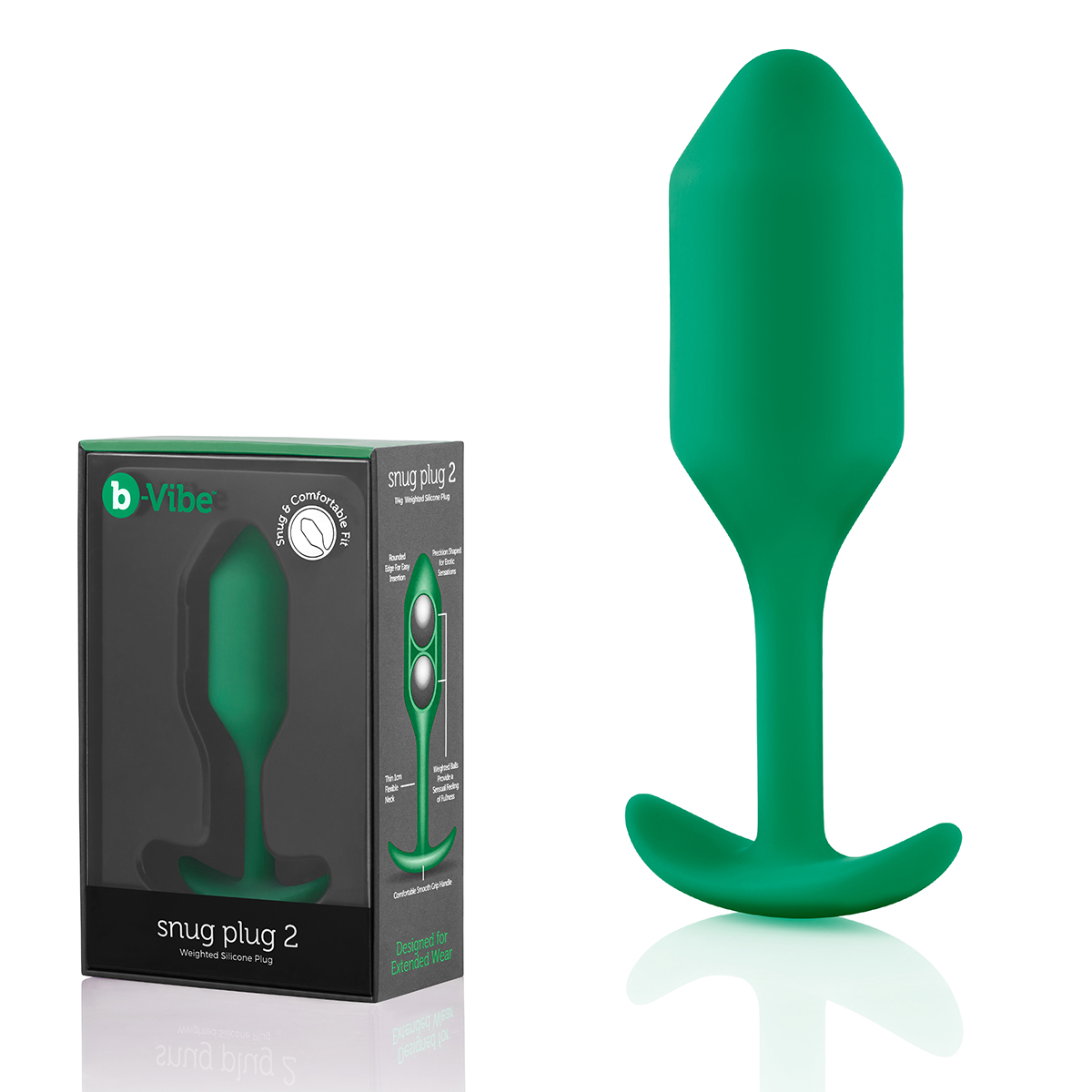 b-Vibe Профессиональная пробка для ношения B-vibe Snug Plug 2 зеленая