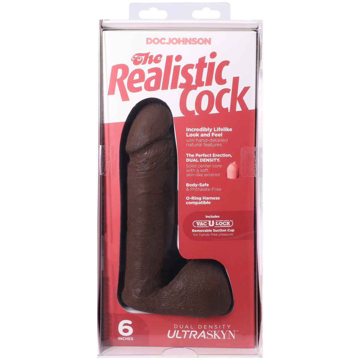 Фаллоимитатор реалистик на присоске 6” - Черный Realistic Cock Vac-U-Lock
