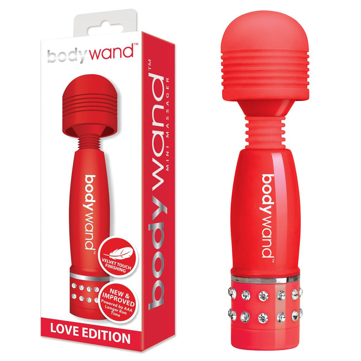 BodyWand Красный мини-ванд с кристаллами Love Edition
