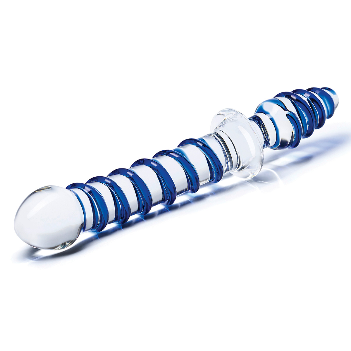 Glas Двойной дилдо с анальной пробкой Mr. Swirly Dildo & Butt Plug