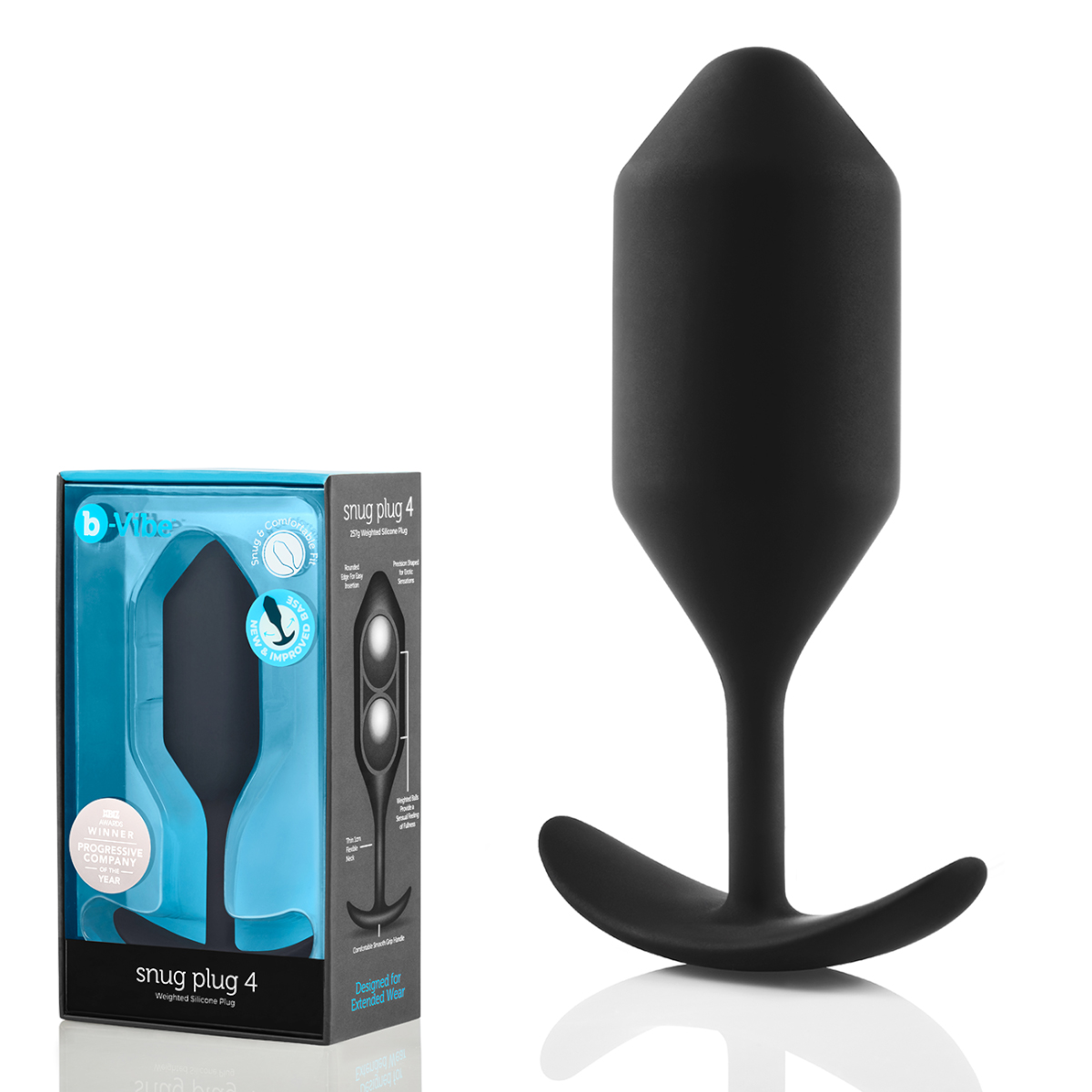 b-Vibe Профессиональная пробка для ношения B-vibe Snug Plug 4 черная