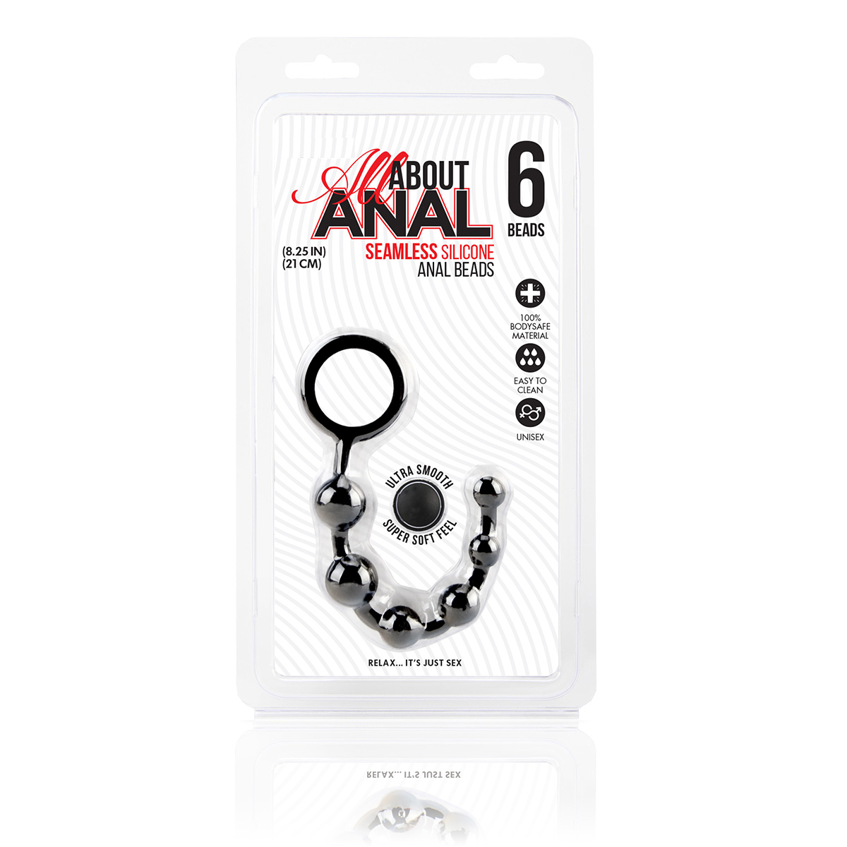 All about anal Черные силиконовые анальные бусины Silicone Anal Beads 6 шариков