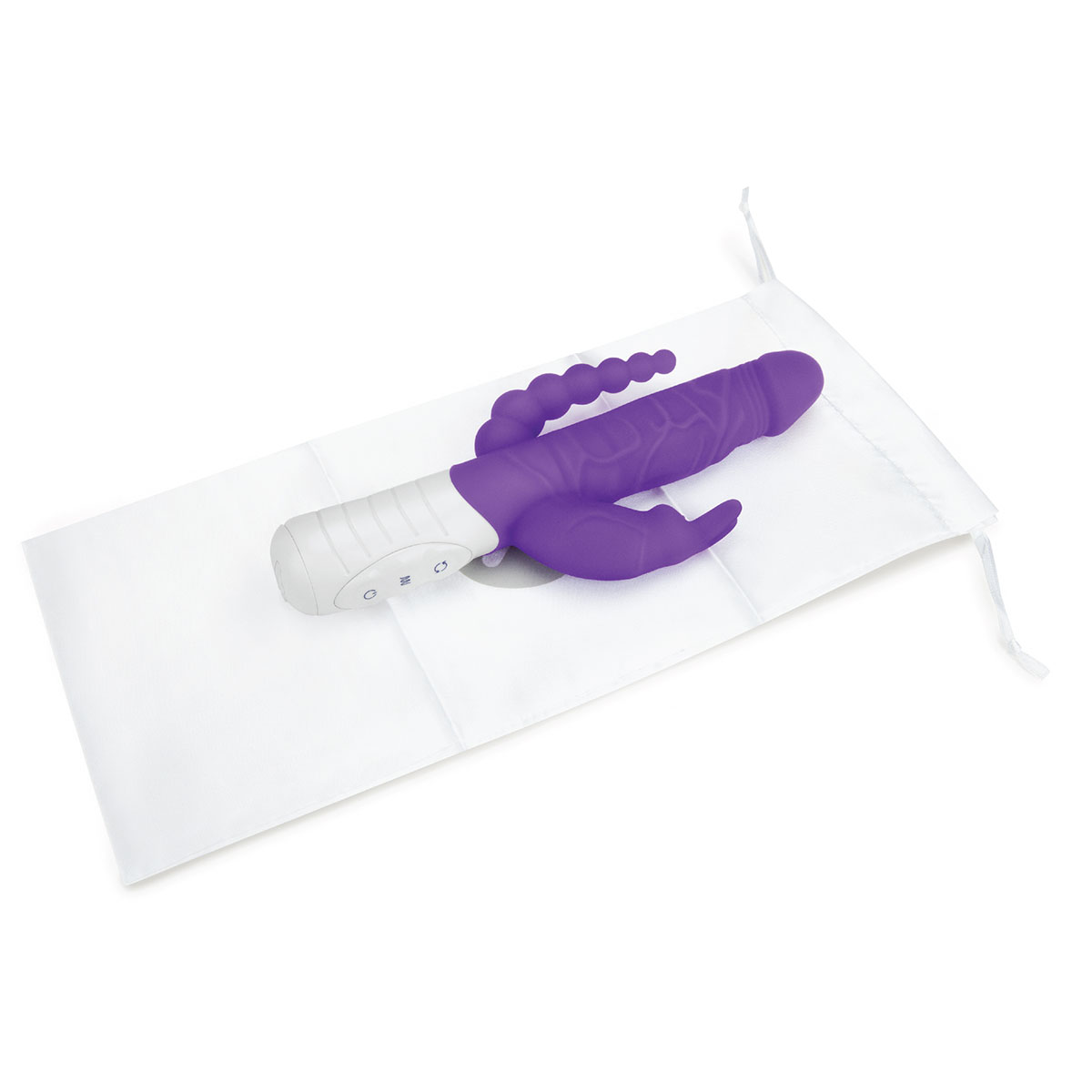 Rabbit Essentials Тонкий кролик-реалистик с двойным проникновением SLIM DOUBLE PENETRATION фиолетовый