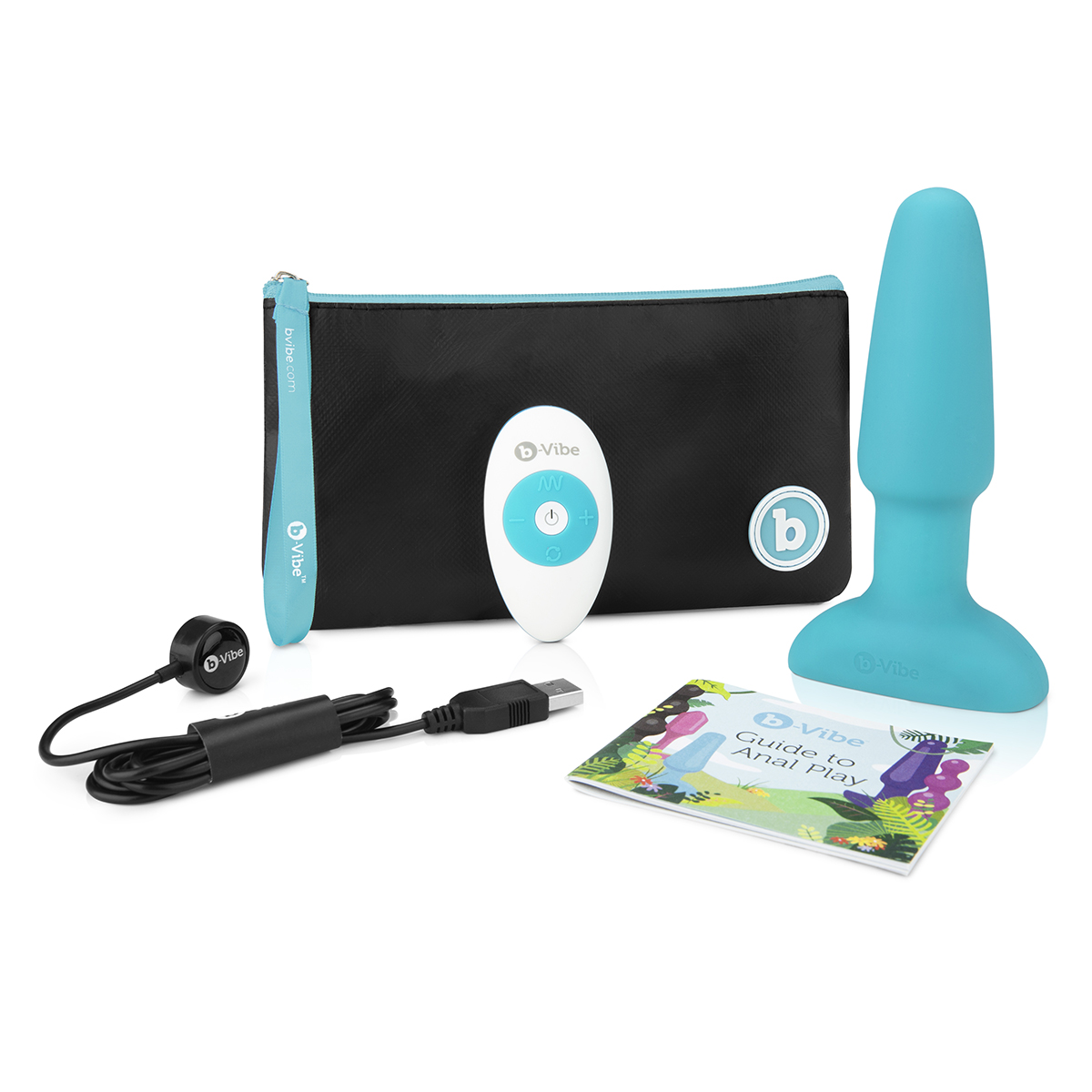 b-Vibe Анальная премиум-пробка с римминг эффектом B-Vibe Rimming Plug голубая