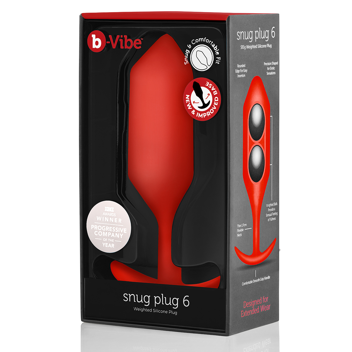 b-Vibe Профессиональная пробка для ношения B-vibe Snug Plug 6 красная