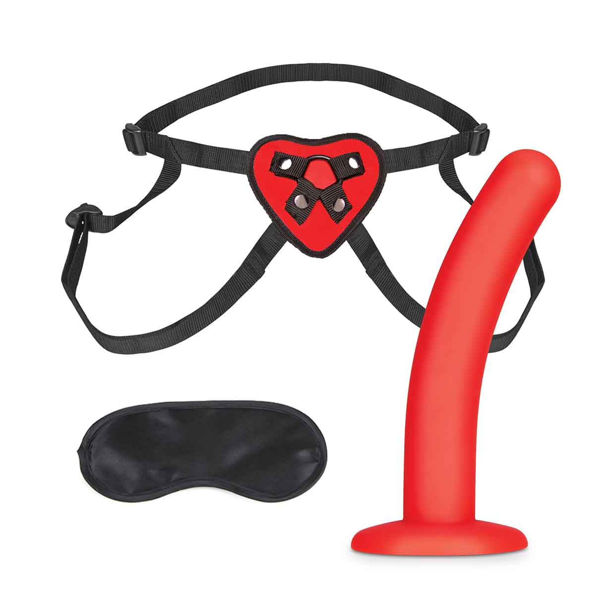 Lux Fetish Красные трусы с фаллосом для новичков Red Heart Strap on Harness & 5in Dildo Set