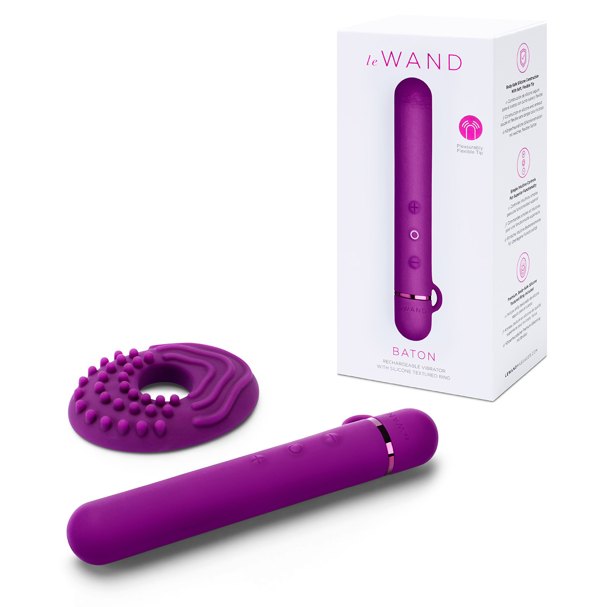 le WAND Силиконовый мини-вибратор класса люкс le WAND Baton вишневый