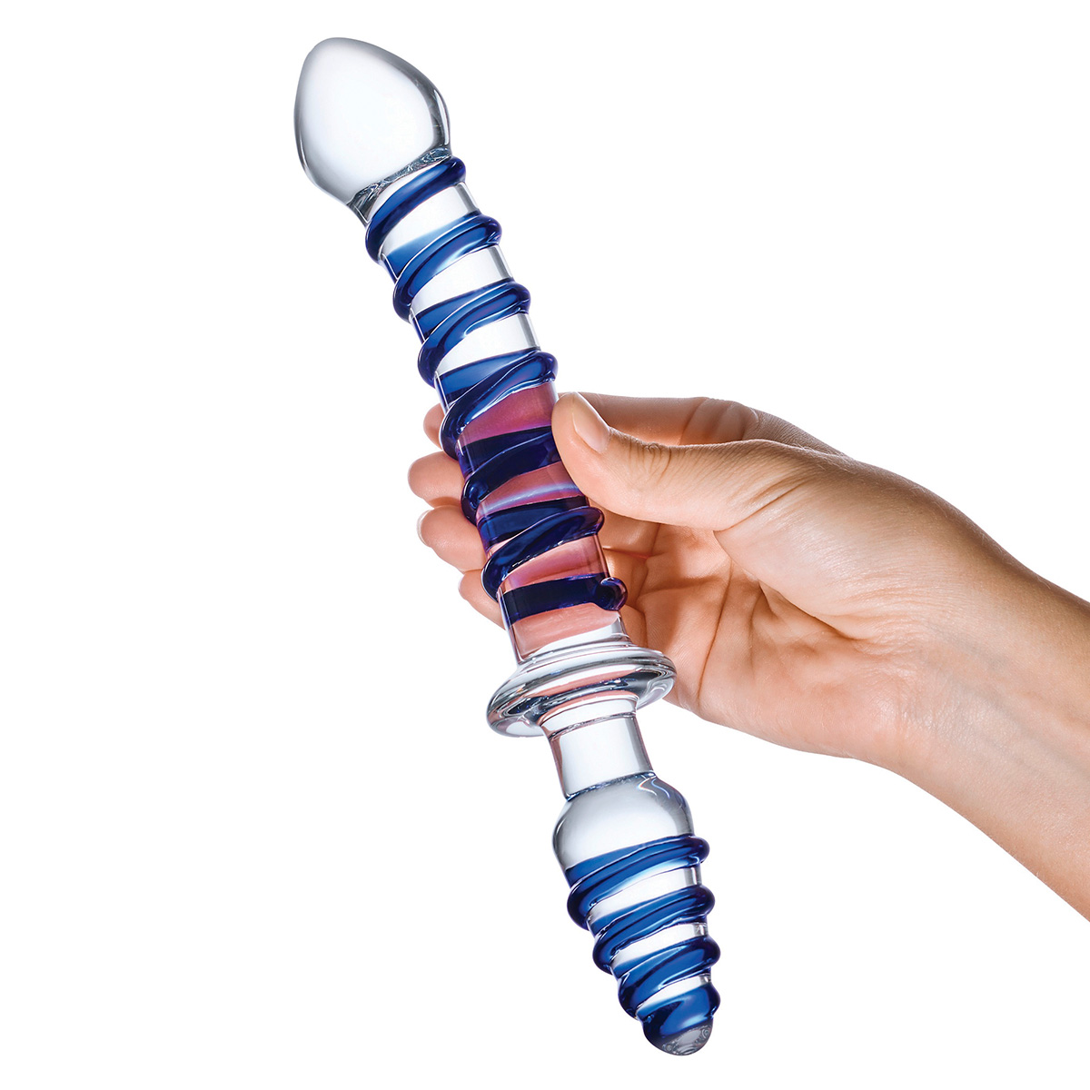 Glas Двойной дилдо с анальной пробкой Mr. Swirly Dildo & Butt Plug
