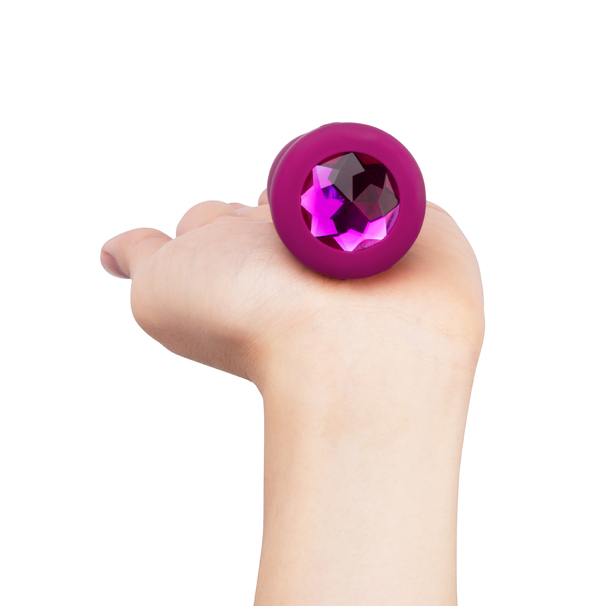 b-Vibe Вибрирующая втулка Vibrating Jewel Plug S/M цвета фуксии