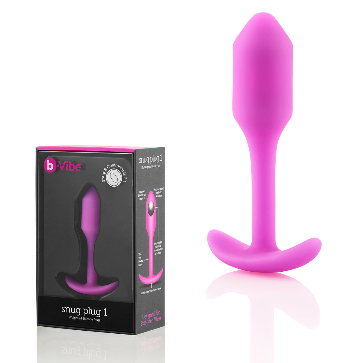 b-Vibe Профессиональная пробка для ношения B-vibe Snug Plug 1 фуксия