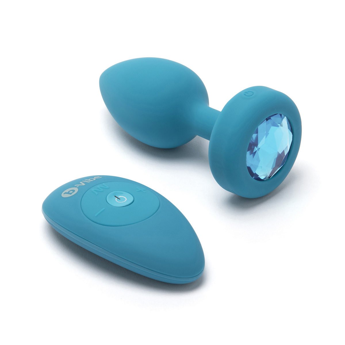 b-Vibe Вибрирующая втулка Vibrating Jewel Plug S/M бирюзового цвета