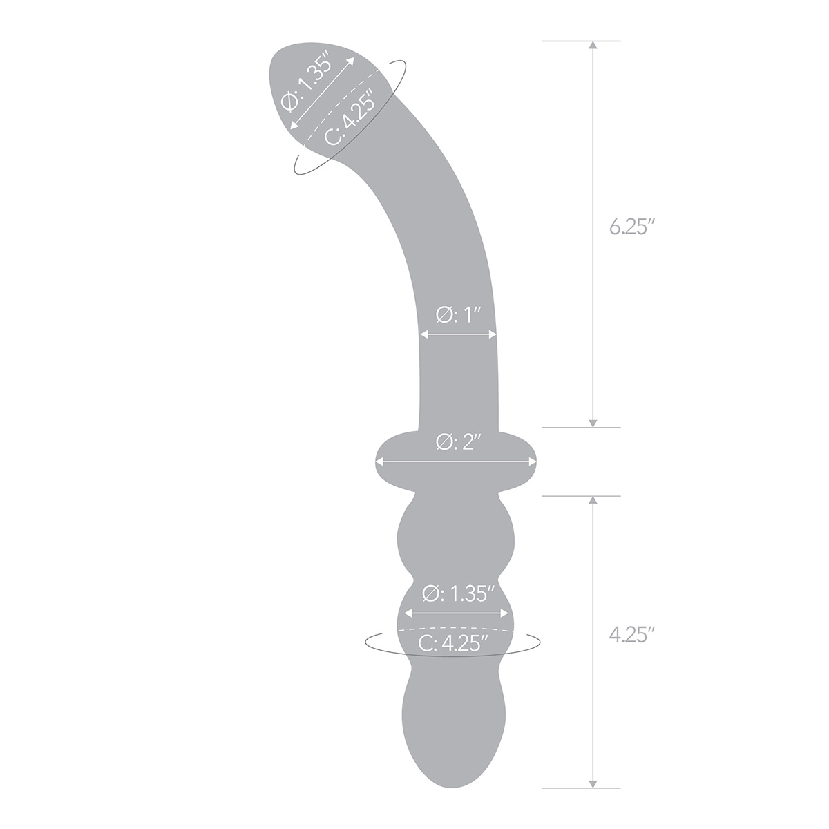 Glas Фаллоимитатор двусторонний 12 in Girthy Ribbed G-Spot Glass Dildo With Handle Grip Double Ended