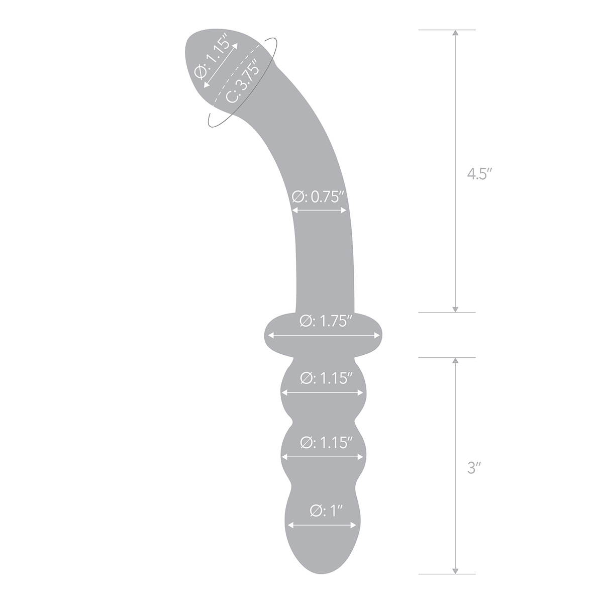 Glas Ребристый двойной анально-вагинальный фаллос Ribbed G-Spot