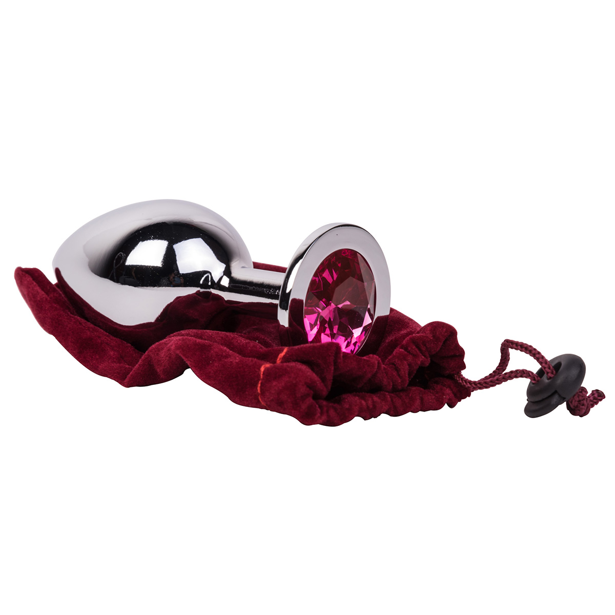 Erotic Fantasy Большой плаг из стали с кристаллом PINK BUBBLE GUM