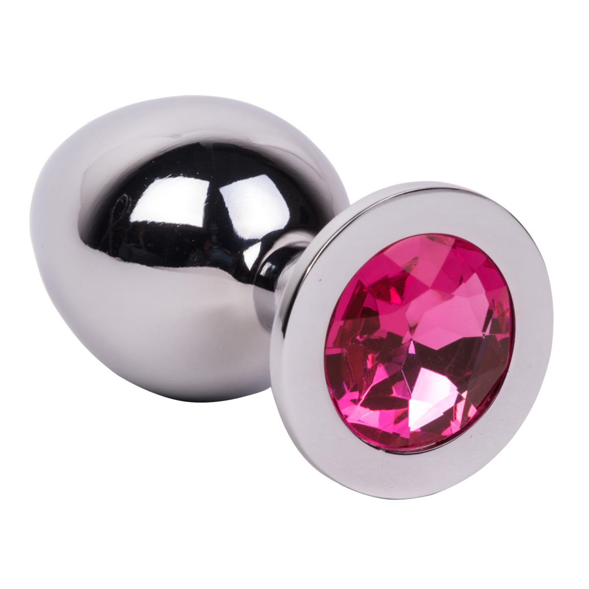 Erotic Fantasy Большой плаг из стали с кристаллом PINK BUBBLE GUM