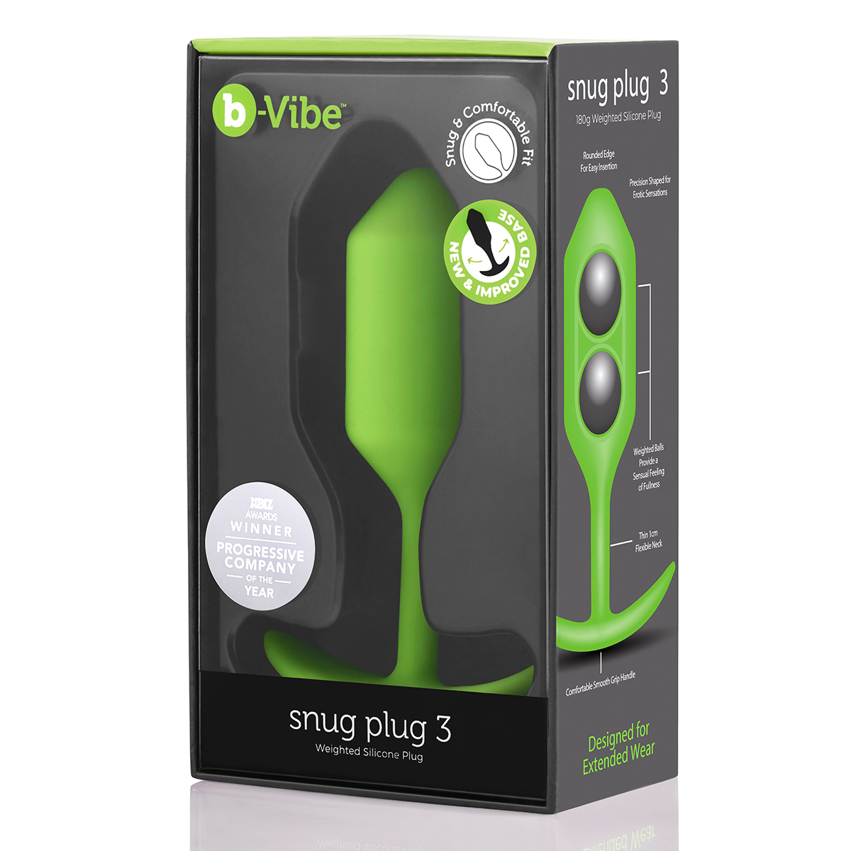 b-Vibe Профессиональная пробка для ношения B-vibe Snug Plug 3 лайм