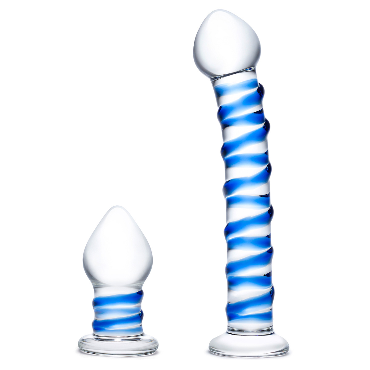 Glas Сет из 2-х стеклянных игрушек SWIRLY DILDO & BUTTPLUG SET