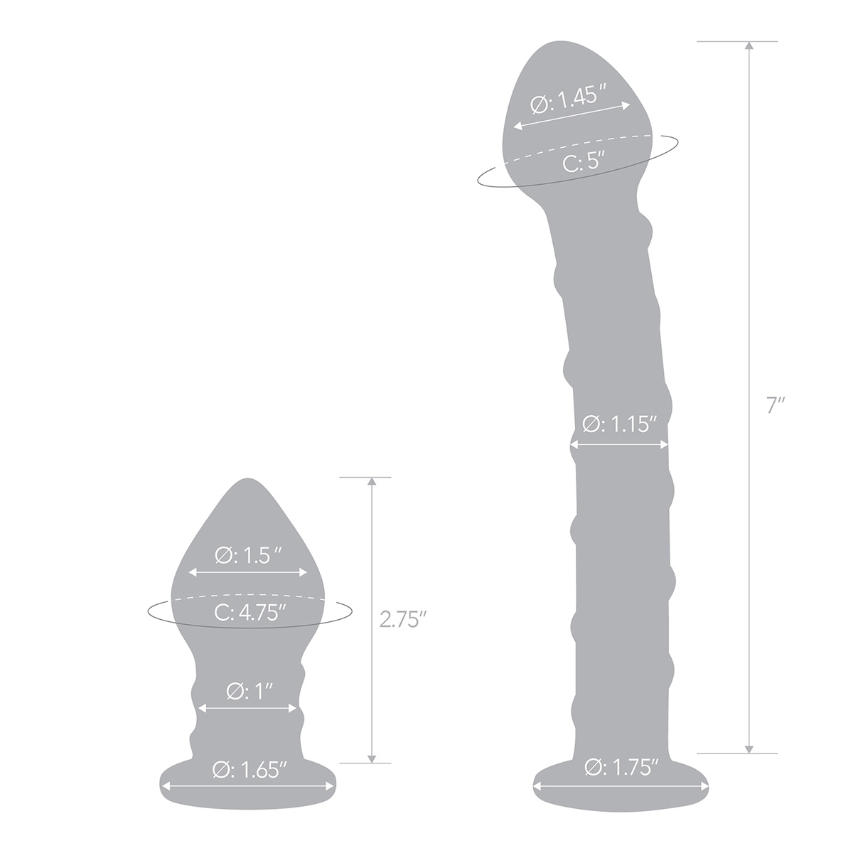 Glas Сет из 2-х стеклянных игрушек SWIRLY DILDO & BUTTPLUG SET