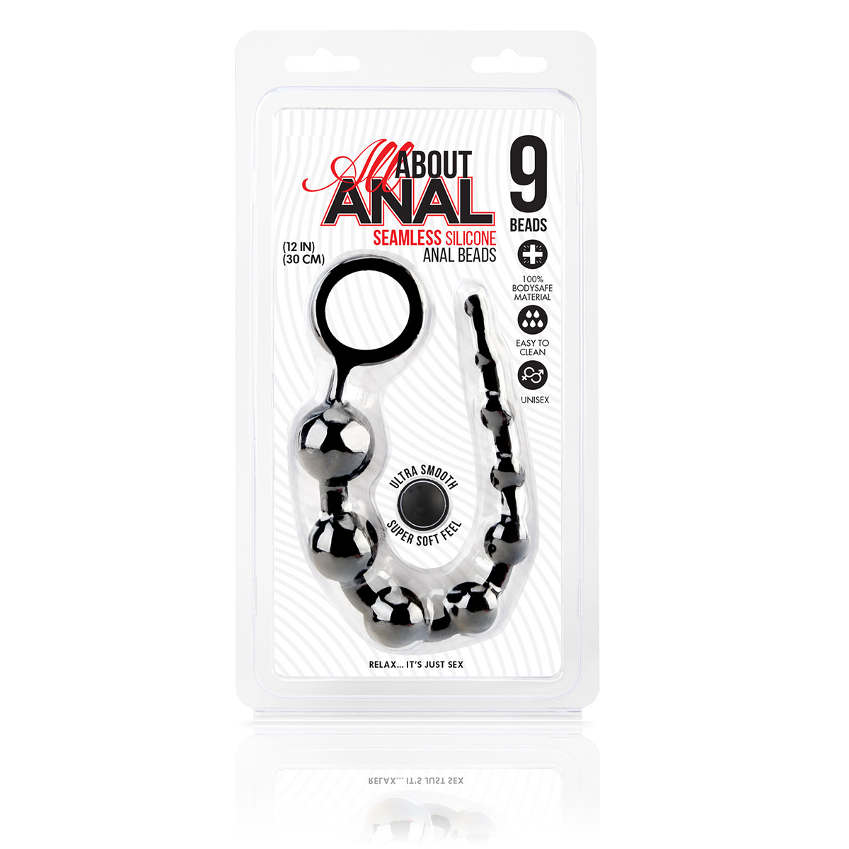 All about anal Черные силиконовые анальные бусины Silicone Anal Beads 9 шариков