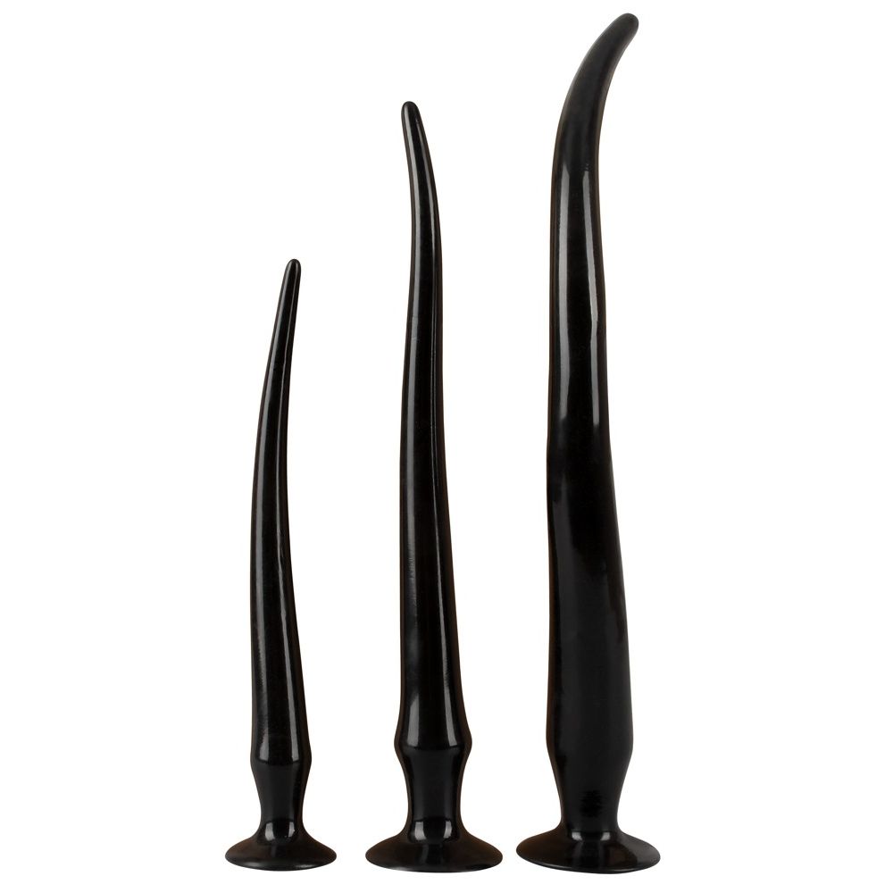 Набор длинных анальных пробок Super Long Flexible Butt Plug Set (черные)