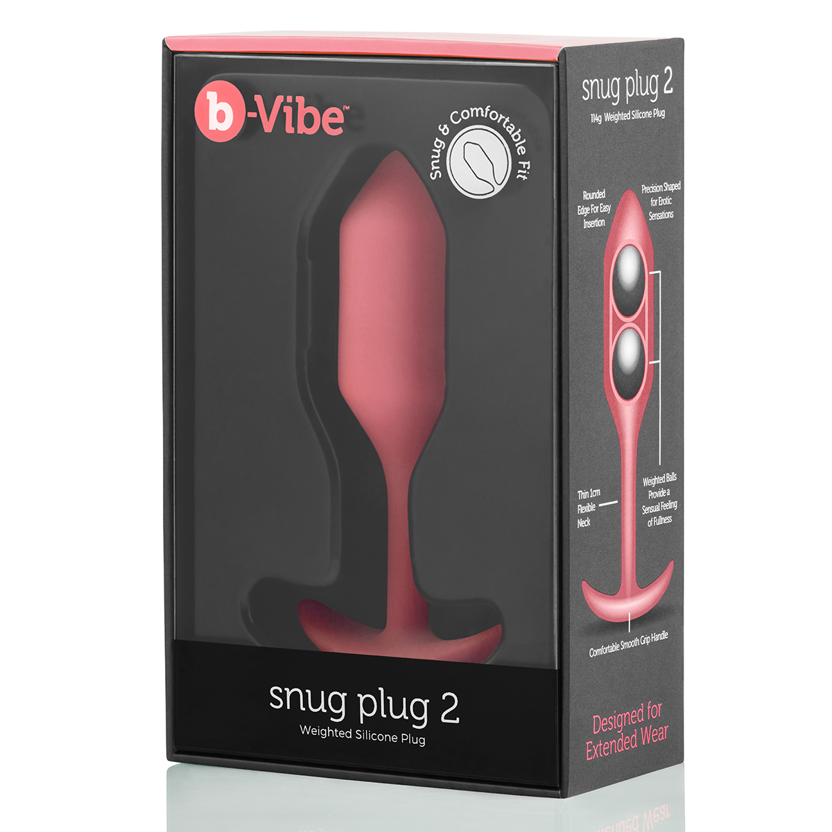 b-Vibe Профессиональная пробка для ношения B-vibe Snug Plug 2 коралловая