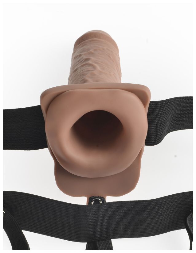 Перезаряжаемый вибрострапон Fetish Fantasy 7 Hollow Rechargeable Strap-On Remote Tan
