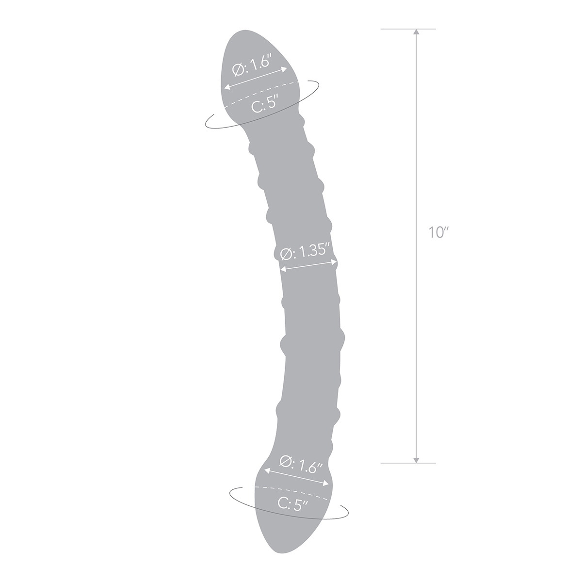 Glas Фаллоимитатор двусторонний прозрачный текстурный 12 in Girthy Double Trouble Glass Dildo