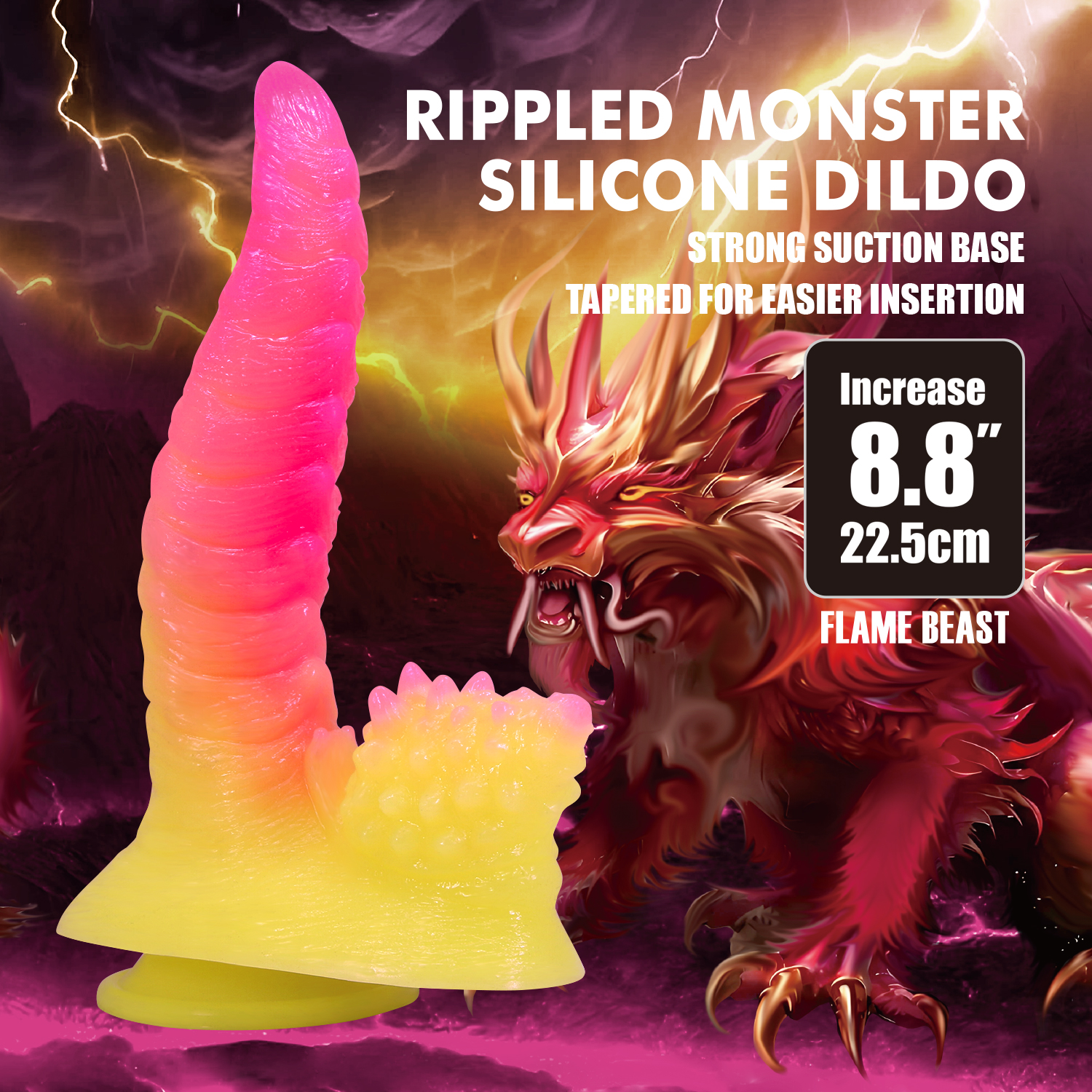 Flame Beast, фаллоимитатор на присоске, серии Power Monsters, 22,5 см