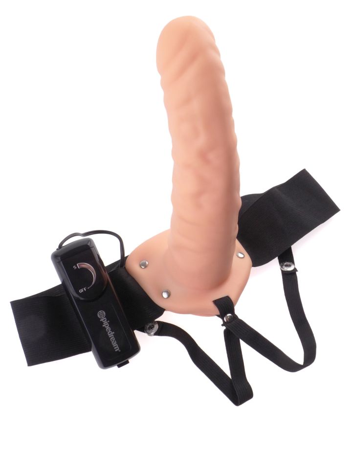 Полый страпон с вибрацией телесный Fetish Fantasy Series 8 Vibrating Hollow Strap-On