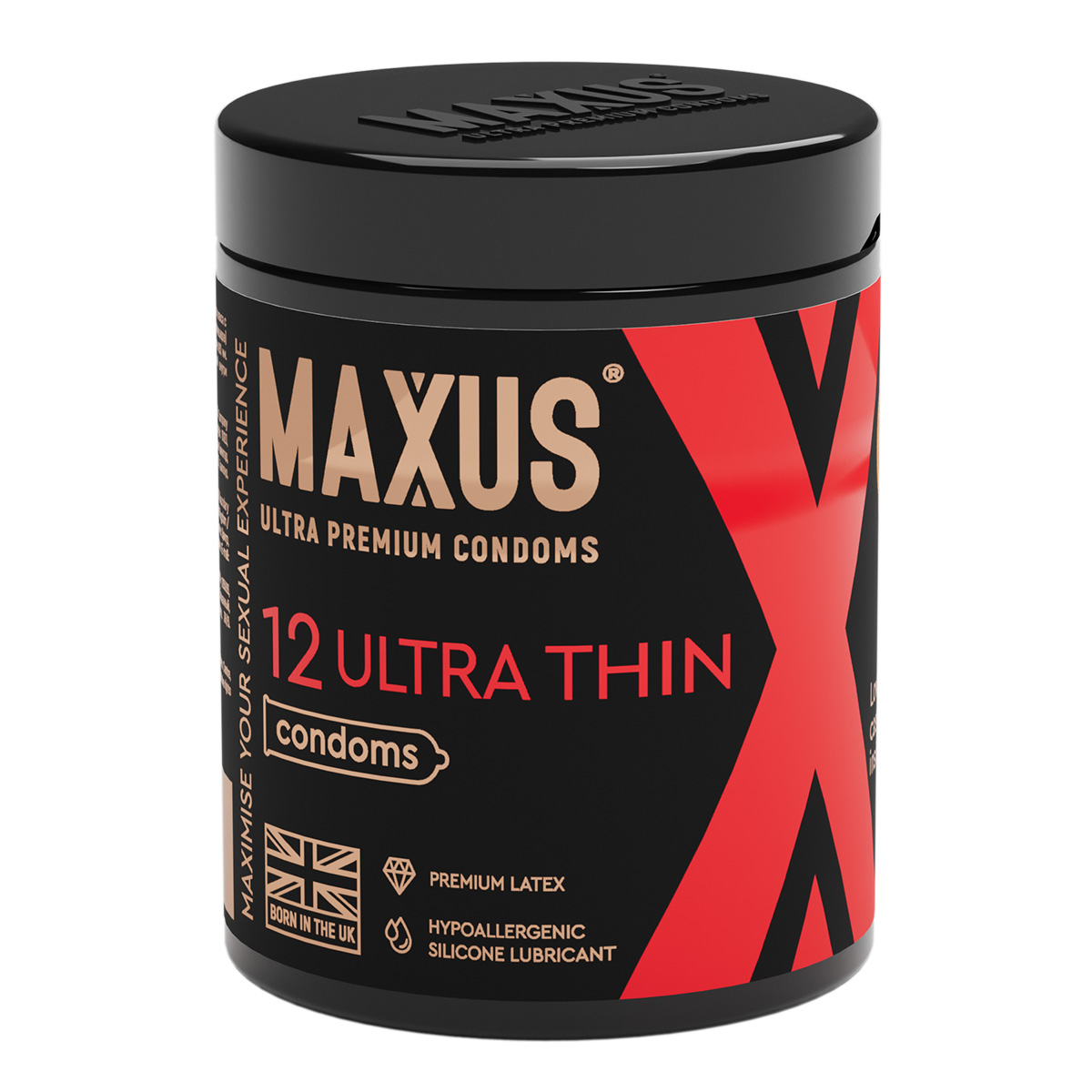 Maxus Презервативы в пластиковом контейнере ультратонкие MAXUS Ultra Thin X-Edition - 1 уп (12 шт)