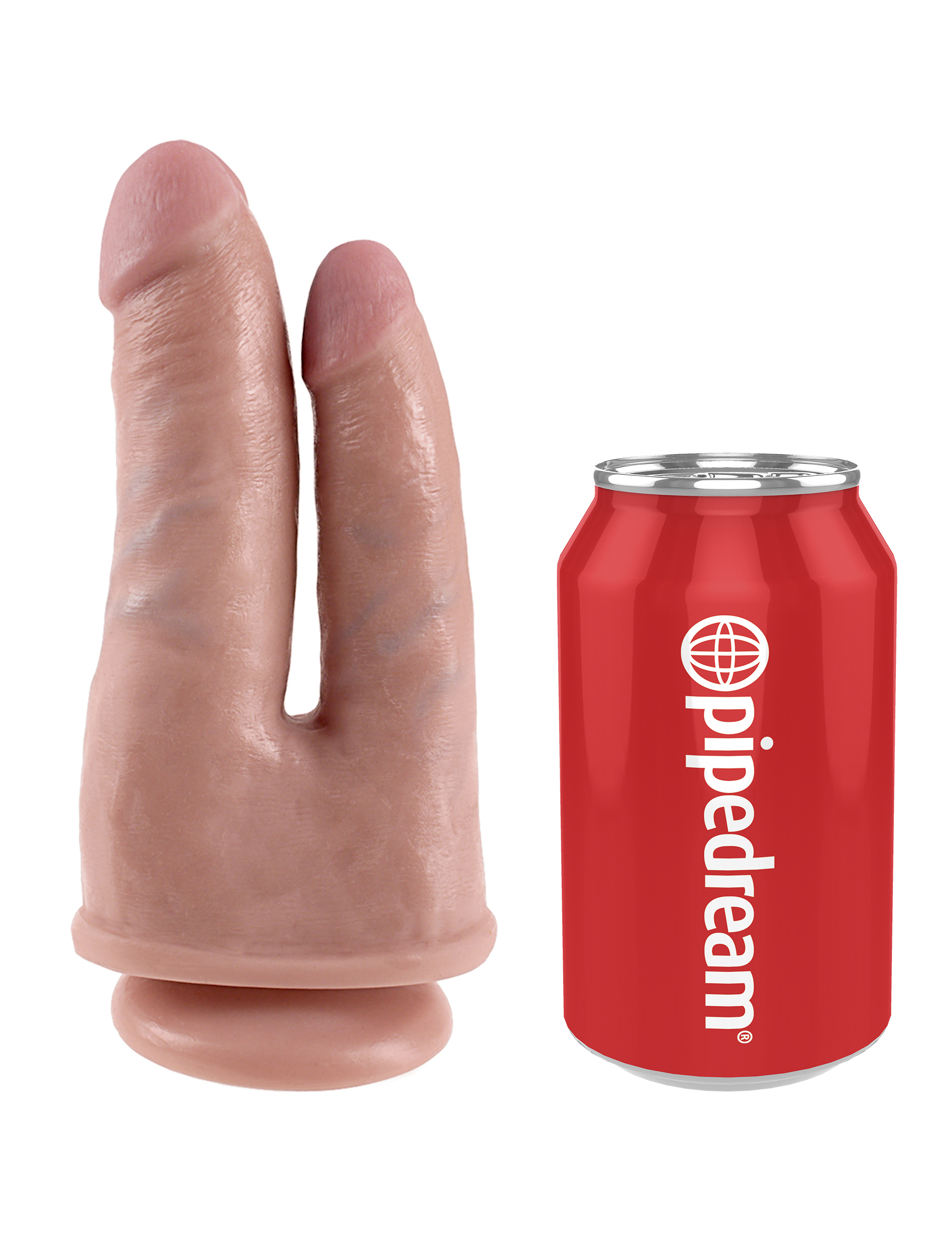 Двойной фаллоимитатор на присоске телесный King Cock Double Penetrator Flesh