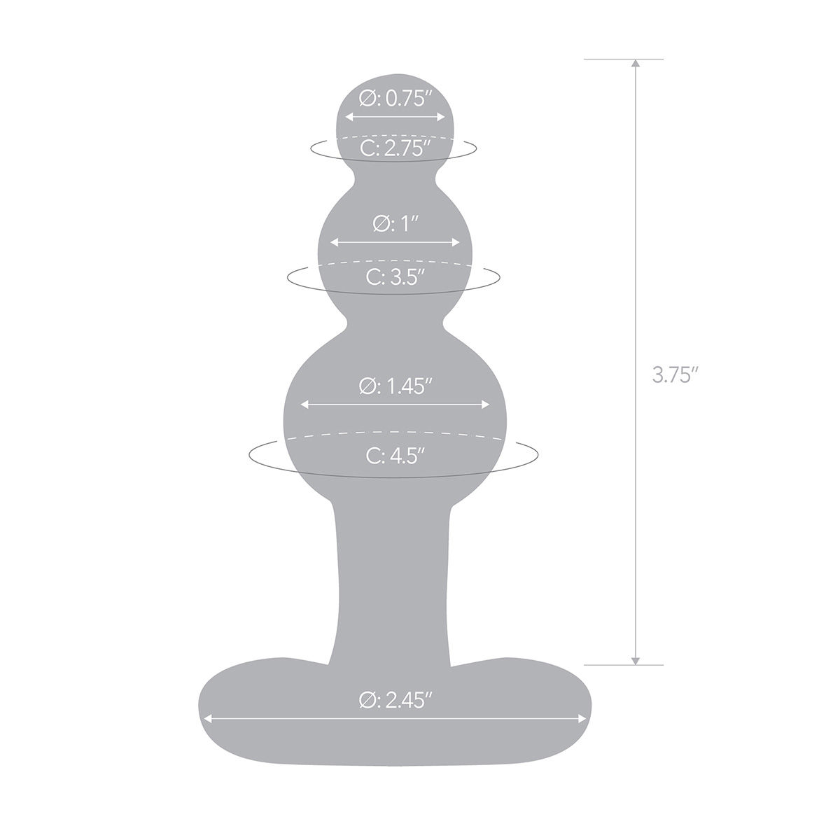 Glas Анальная елочка с 3-мя шариками Butt Plug with Tapered Base
