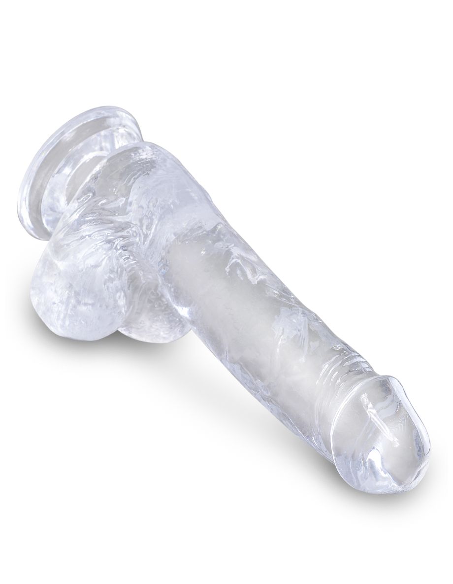 Прозрачный фаллоимитатор с мошонкой на присоске King Cock Clear 6 Cock with Balls